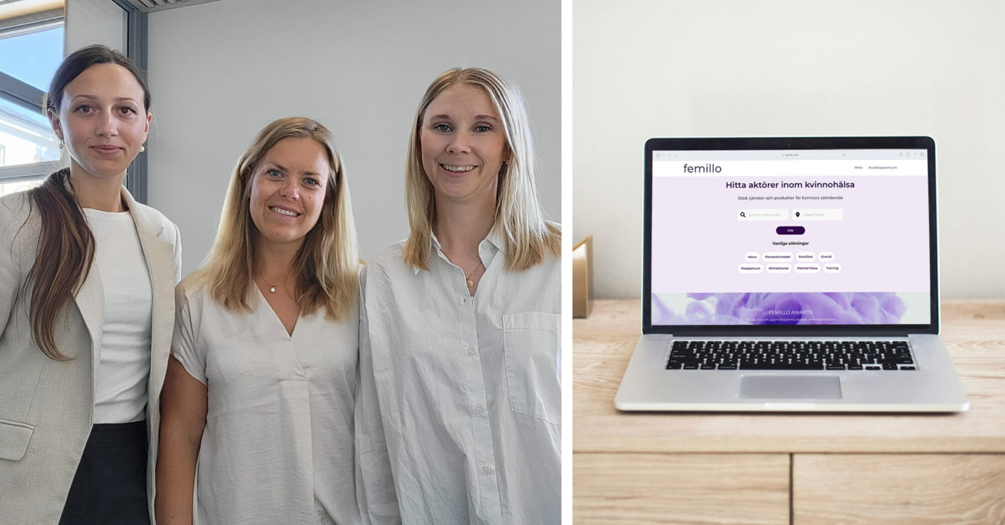 Abelone Brander, Anna Nordlander and Hanna Nordenö are the team behind the women's health and well-being hub - Femillo.